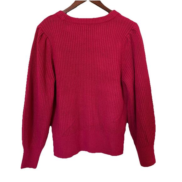 Women's Design 365 Pink Crew Neck Puff Sleeve Sweater Size Large Acrylic - Picture 2 of 13